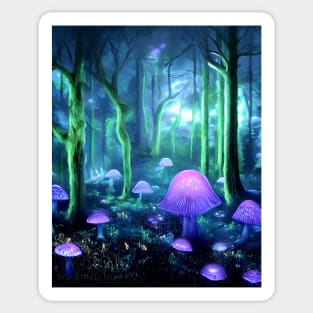 Psychedelic Magic Mushroom Forest Trippy Art Sticker